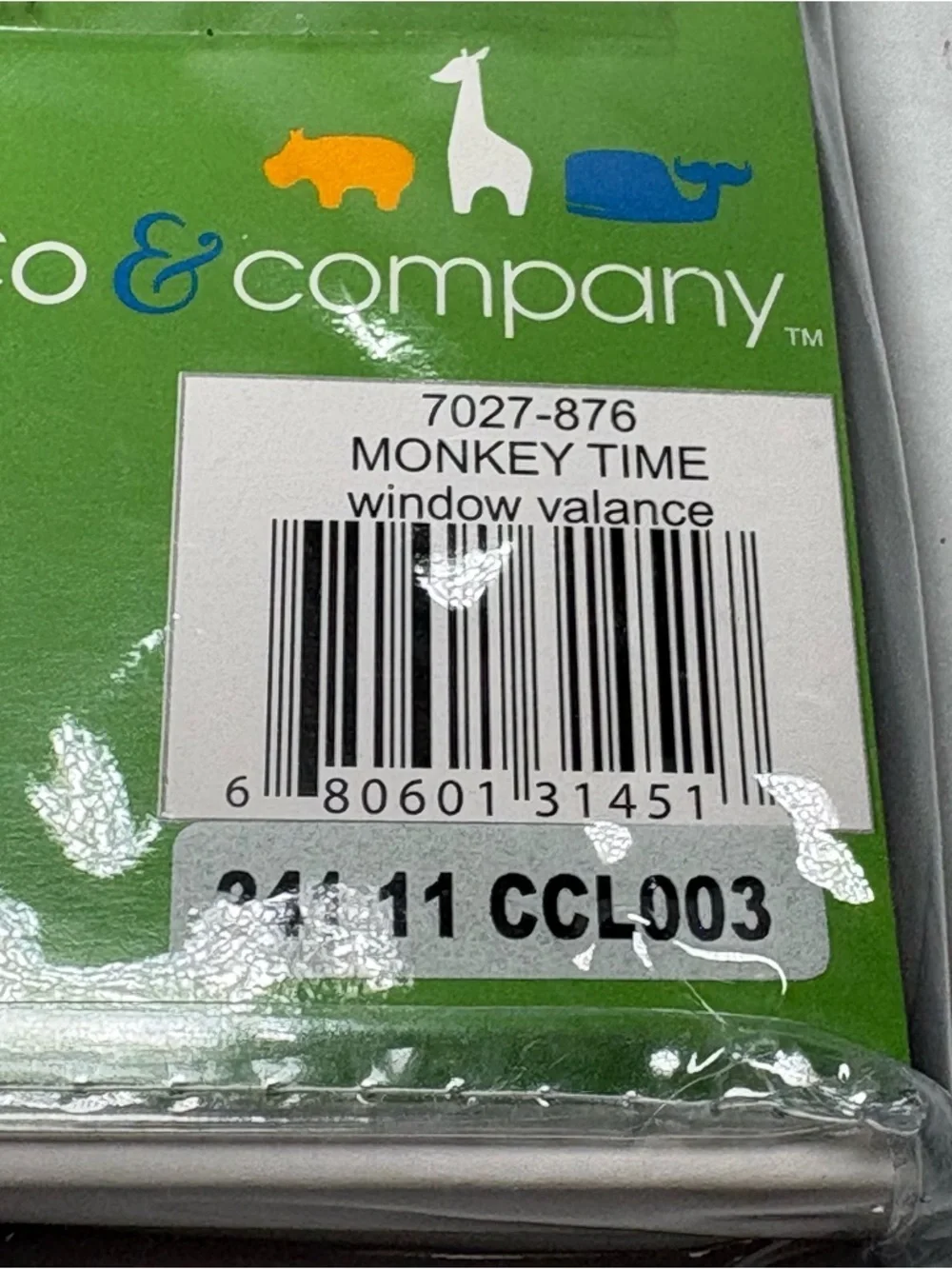 New Y2K 2000s Deadstock Coco & Co Monkey Time Kids Window Valance